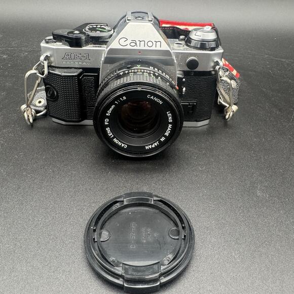 Canon AE-1 Program 35mm film SLR w/ Canon FD 50mm Lens & Accessories Untested - Picture 2 of 12